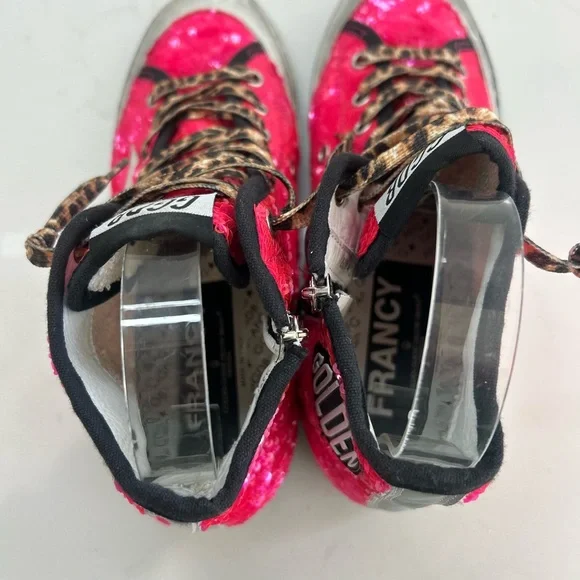 GOLDEN GOOSE Francy High Top Chuck Style Pink Sparkles Size 39 IT 9 US RARE - Picture 9 of 11